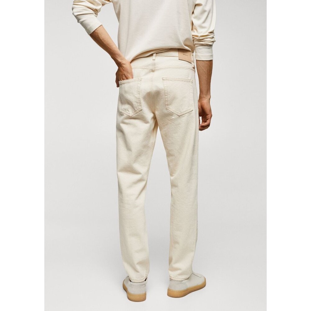 Mango BOB Jeans Mens 28X30 Straight Fit Cream Beige 100% Cotton New NWT